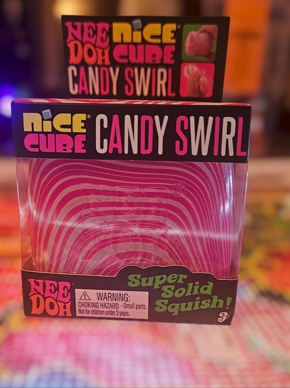 NeeDoh Nice Cube Candy Swirl Super Solid Squish - Pink